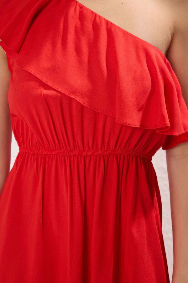 Trendyol Vestido midi volante rojo