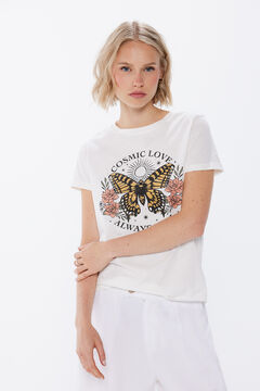 Springfield Majica s etno grafičkim printom bijela