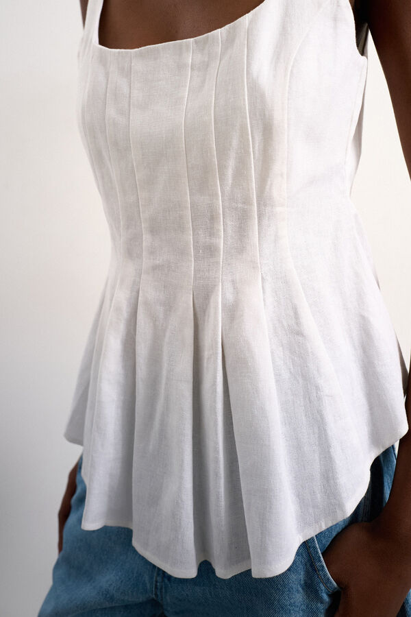 Topshop Blusa pliegues de tirantes blanco