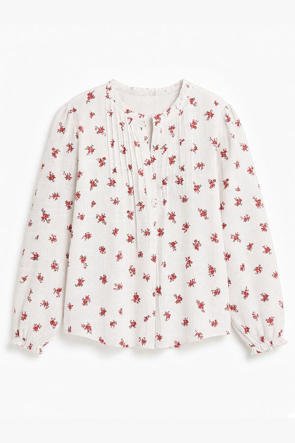 Springfield Structured ruffle shirt printed