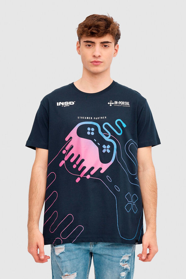 Springfield Gamer print T-shirt tamno plava