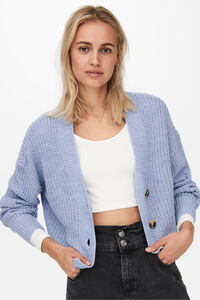 Only Casaco de malha fecho de bot&otilde;es