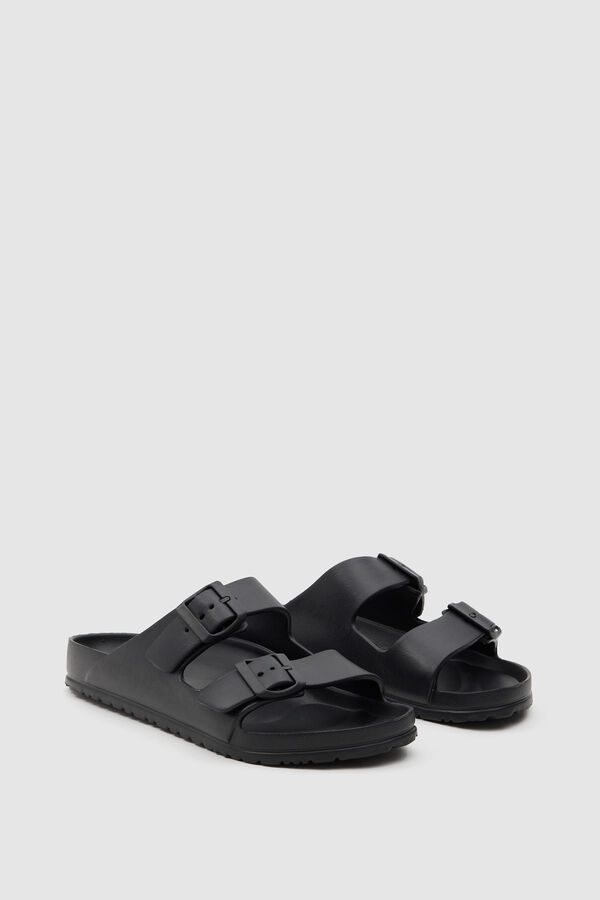 Springfield Beach sliders with two buckles black