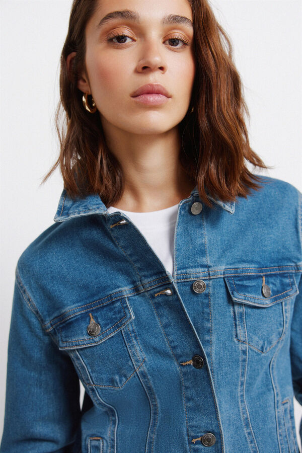 Springfield Blus&atilde;o denim em algod&atilde;o azul