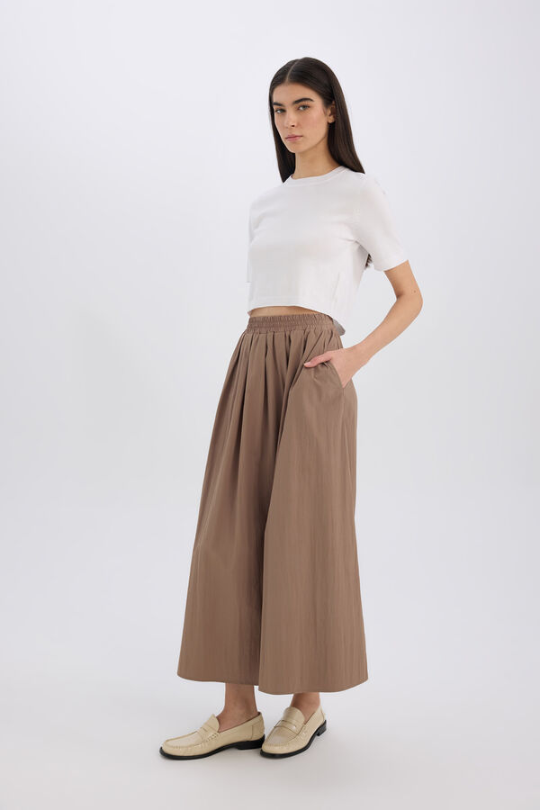 DeFacto Pleated maxi skirt nude