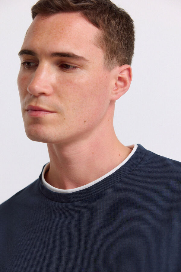 Springfield Double waffle T-shirt blue