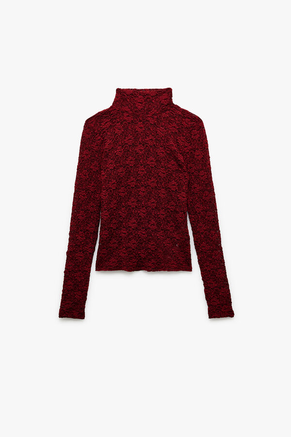 Koton Blusa de encaje texturizada rojo