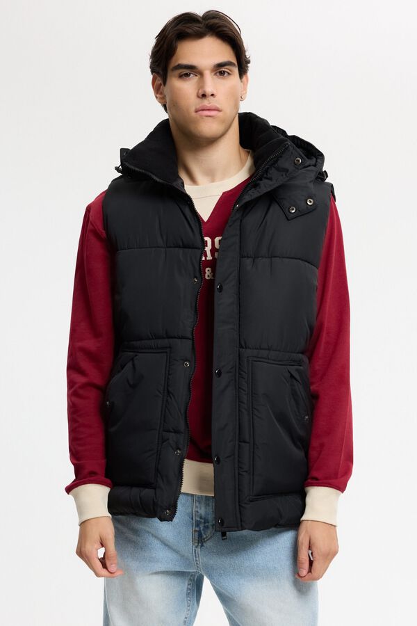 Inside Puffer gilet with hood black