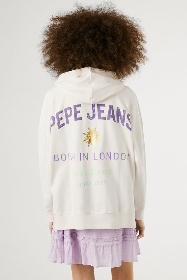 Pepe Jeans Sudadera de manga larga con capucha con logo bordado y dibujo en la parte trasera amarillo