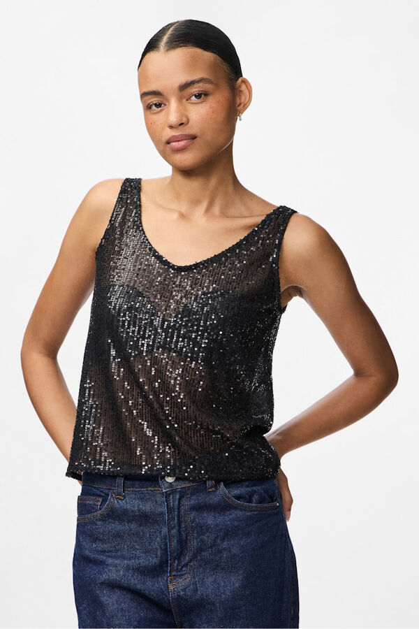 Pieces Top de manga com mangas  preto