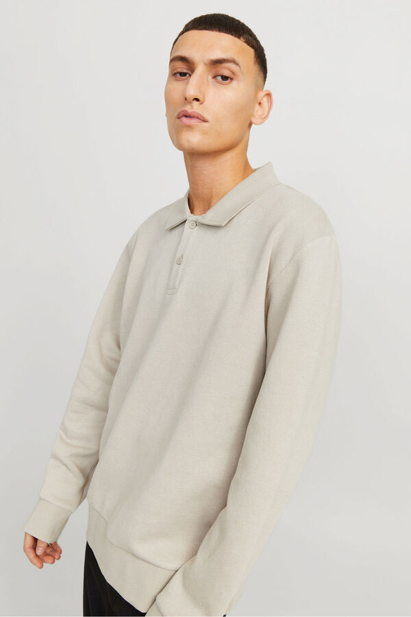 Jack & Jones Sudadera tipo polo gris