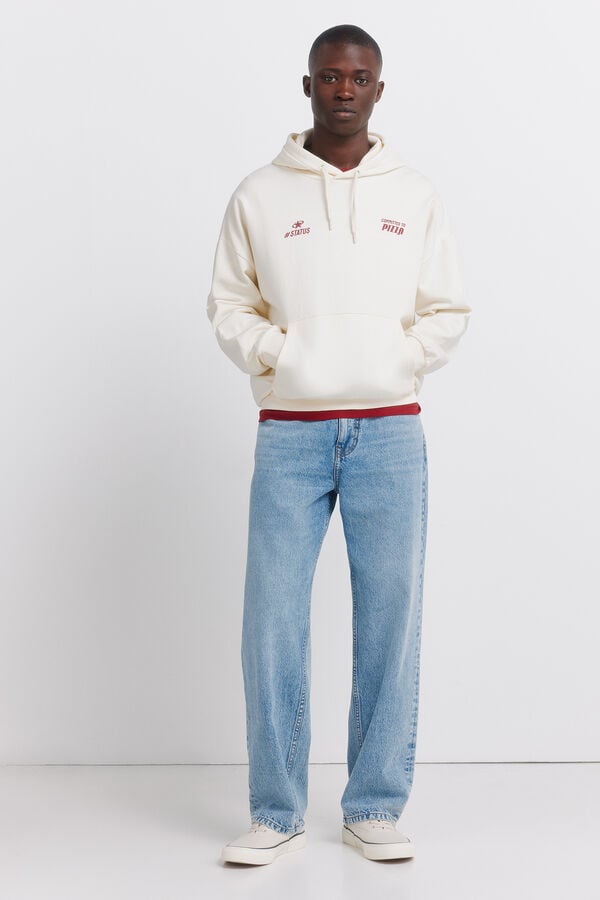 Springfield Pizza print hooded sweatshirt white