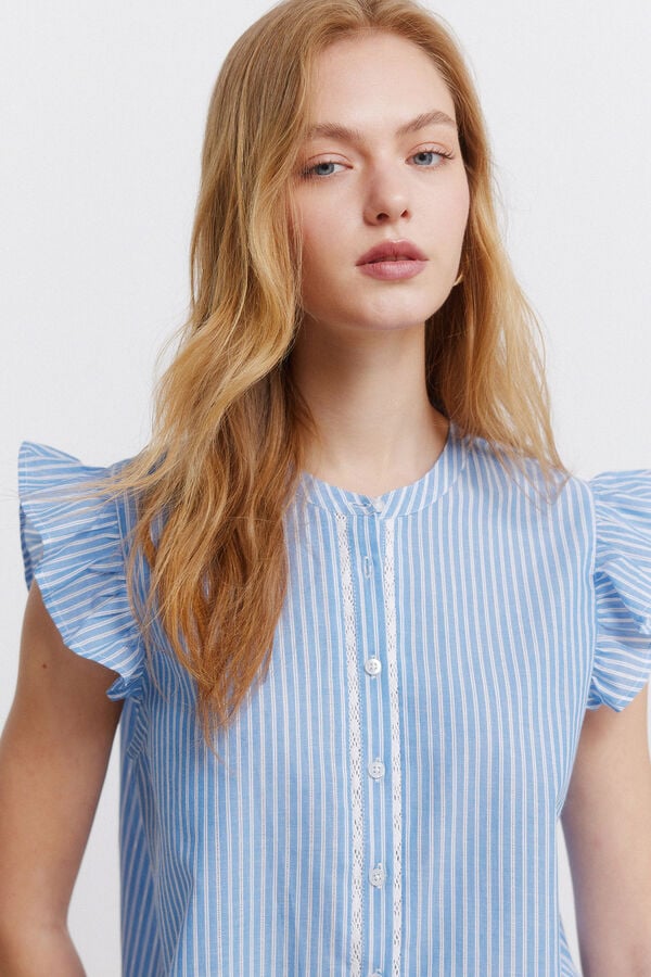 Springfield Lace ruffle blouse blue