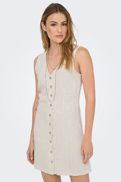 Only Vestido corto de lino beige