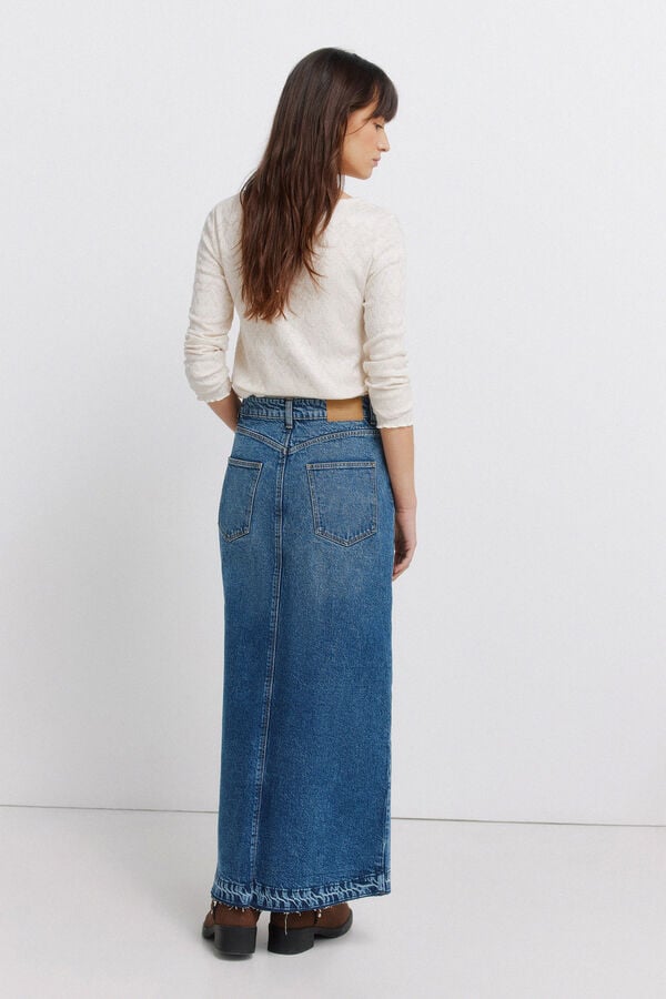 Springfield Denim midi skirt blue