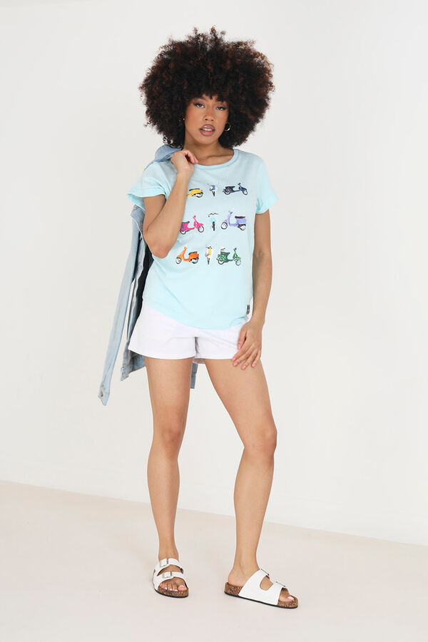 Springfield Printed T-shirt with short sleeves plava