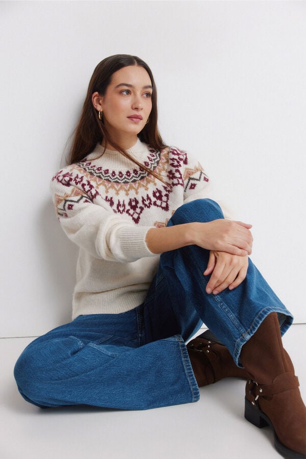 Springfield Super wide jeans with patch pockets blue