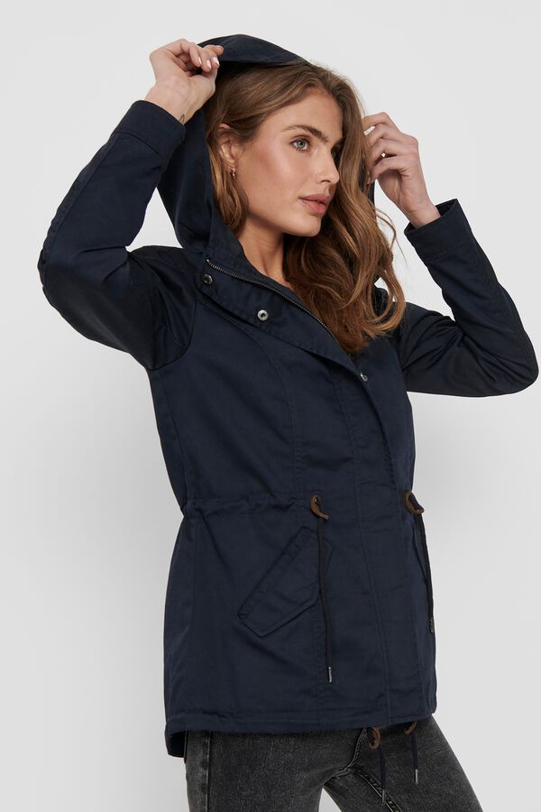 Only Short hooded parka blue
