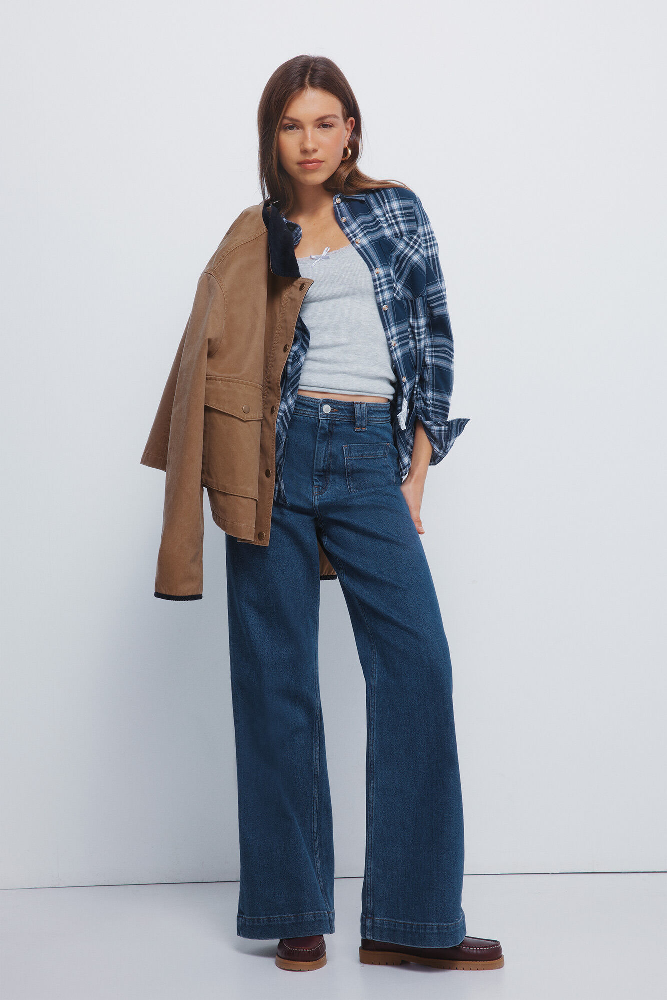 Springfield Lurex plaid shirt with pocket