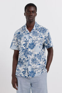 Springfield Printed linen short sleeve shirt