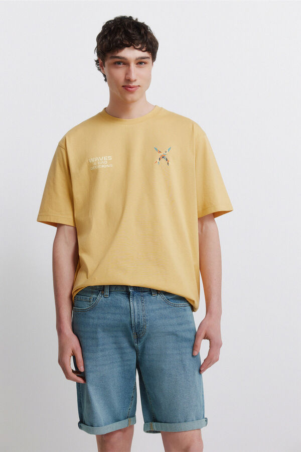 Springfield Overtinted basic slim fit denim Bermuda shorts blue