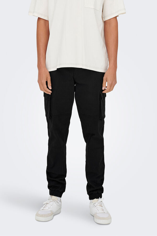 Only & Sons Long cargo trousers black