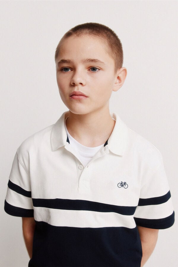 Springfield Kids Dečija prugasta majica polo Plava