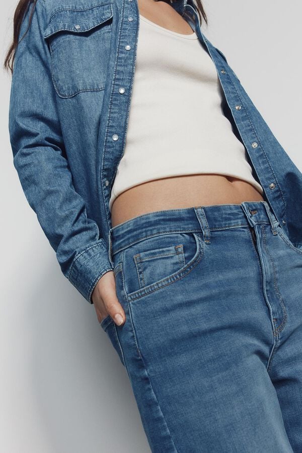 Springfield Wide high-rise jeans blue