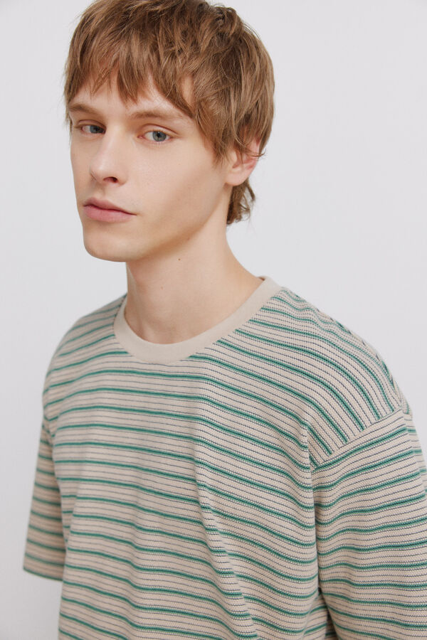 Springfield Piqu&eacute; striped T-shirt nude
