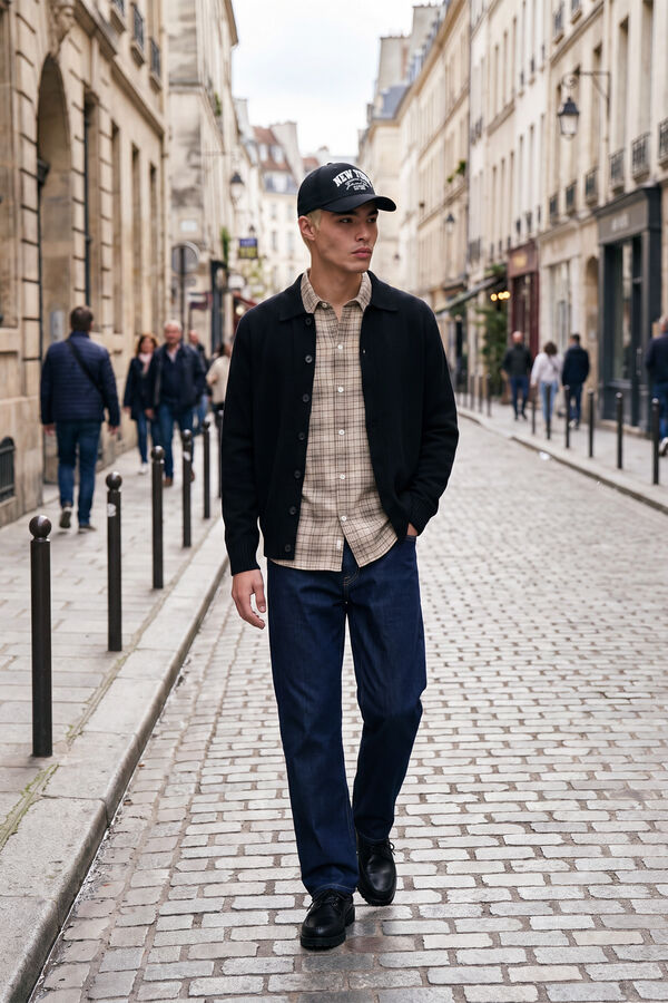 Jack & Jones Casaco de malha polo com l&atilde; preto