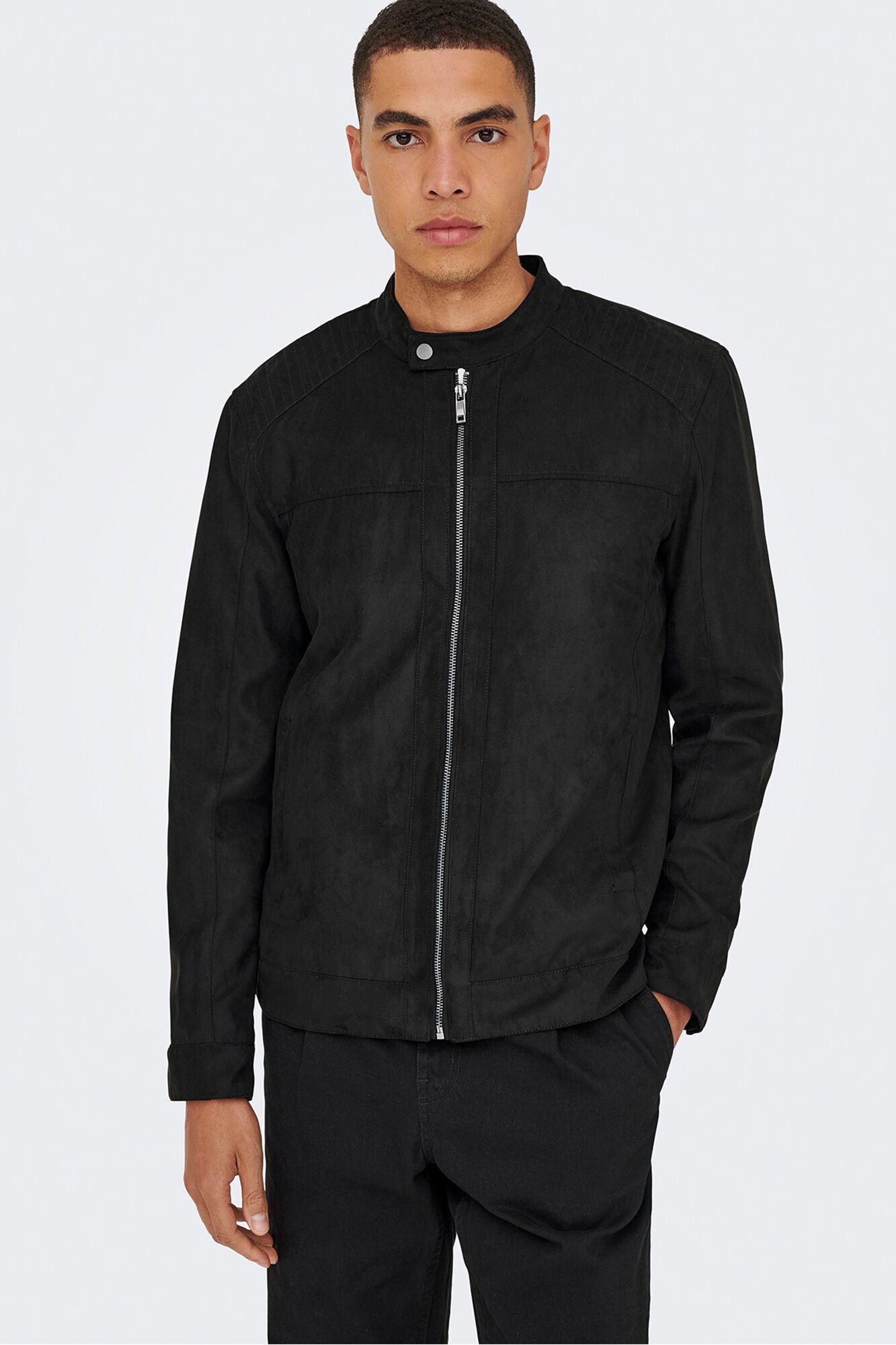 Only & Sons Chaqueta biker antelina