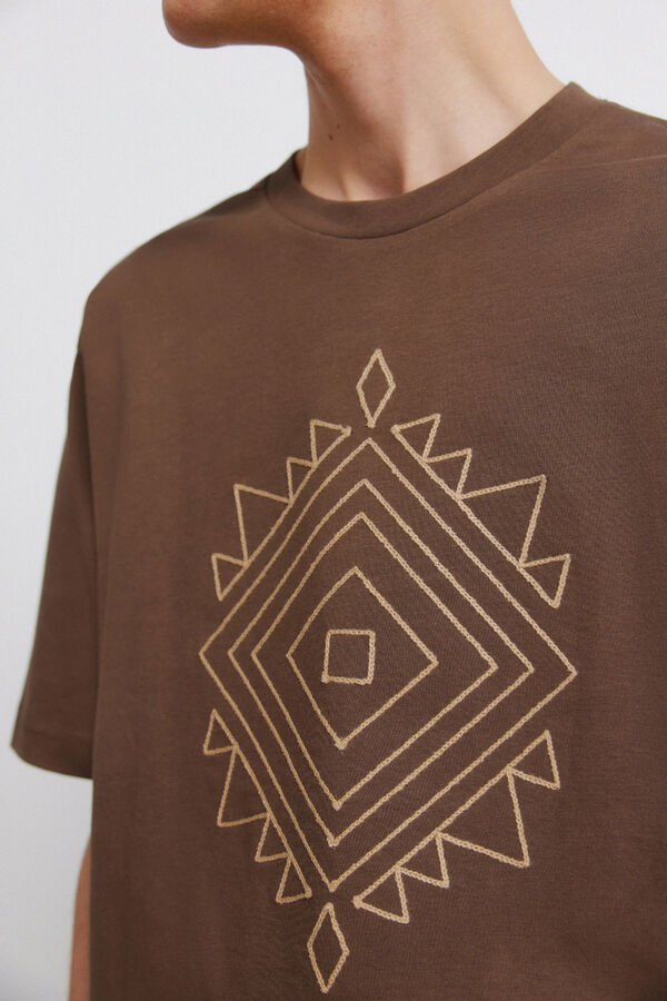Springfield Embroidered ethnic T-shirt nude