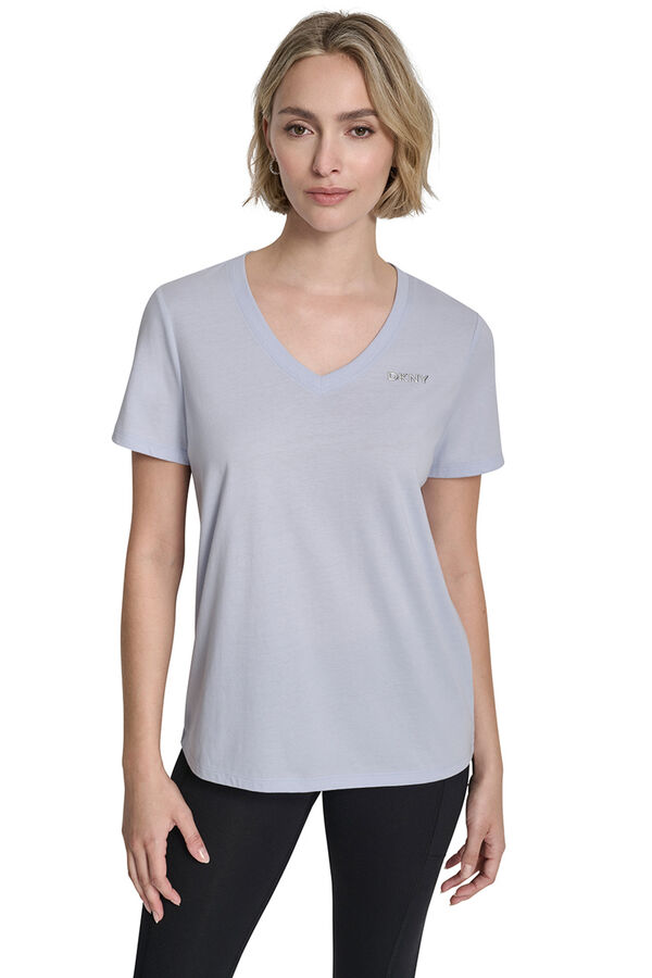DKNY V-neck short sleeve T-shirt blue