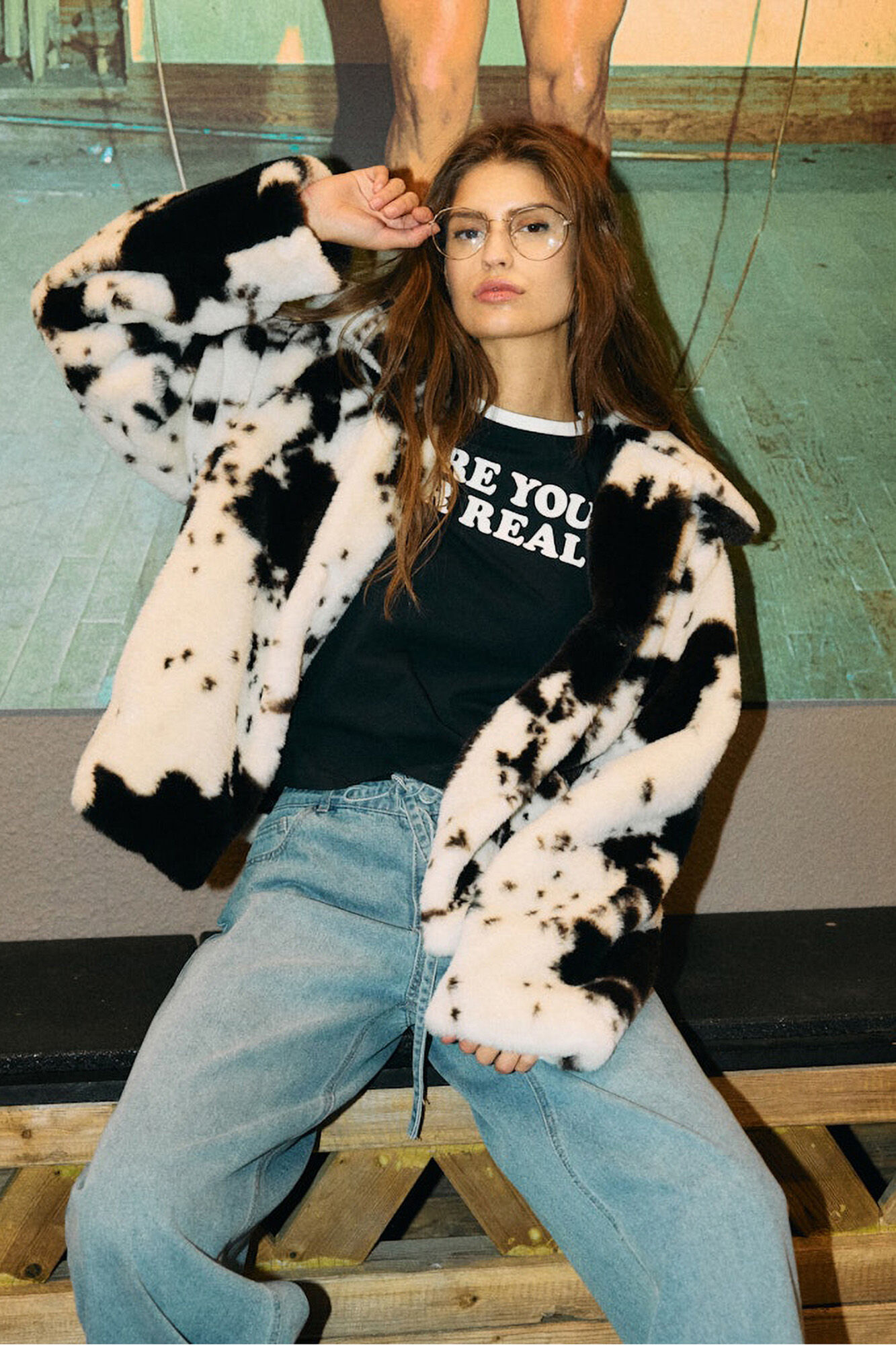 Noisy May Abrigo pelo vaca