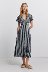 Springfield Embroidered midi dress blue