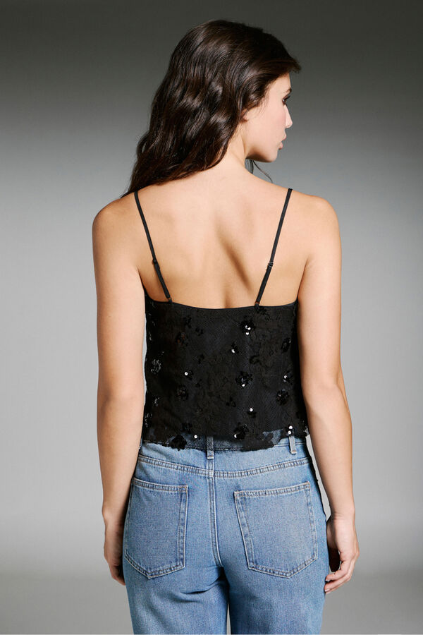 Only Top de lantejoulas preto