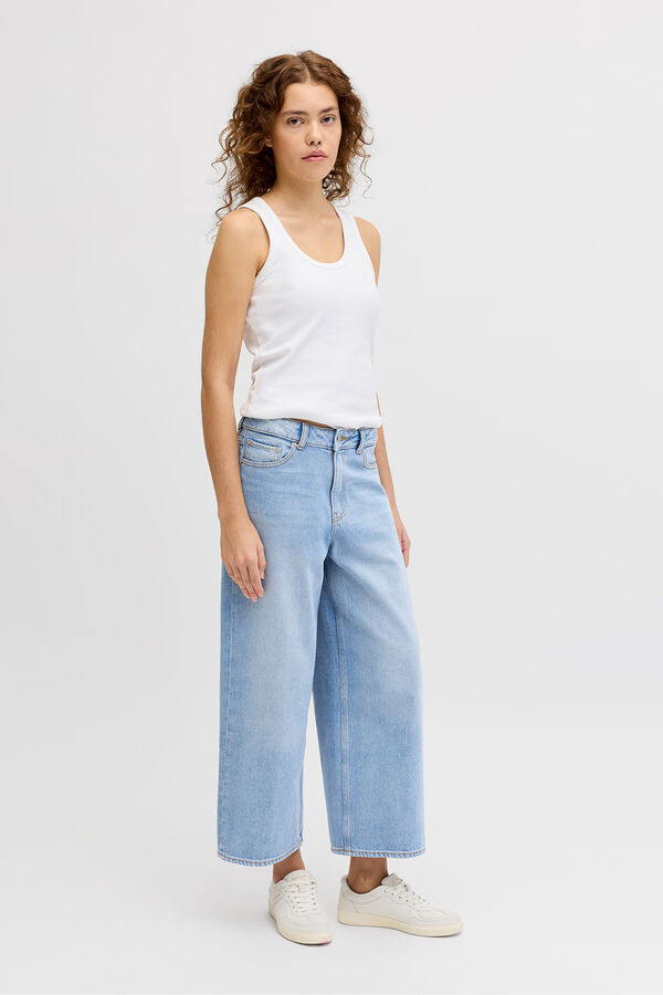 Jack & Jones Jeans cropped tiro alto lavado azul