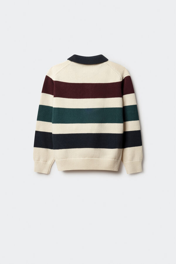 Springfield Kids Sudadera polera rayas niño blanco