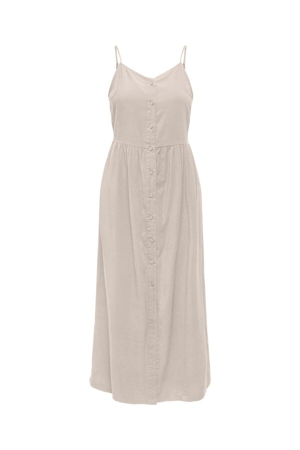 Only Vestido largo abotonado beige