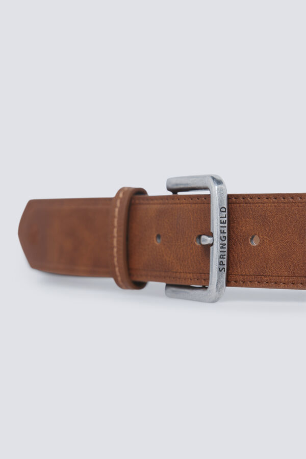 Springfield Leather-effect belt with topstitching mink