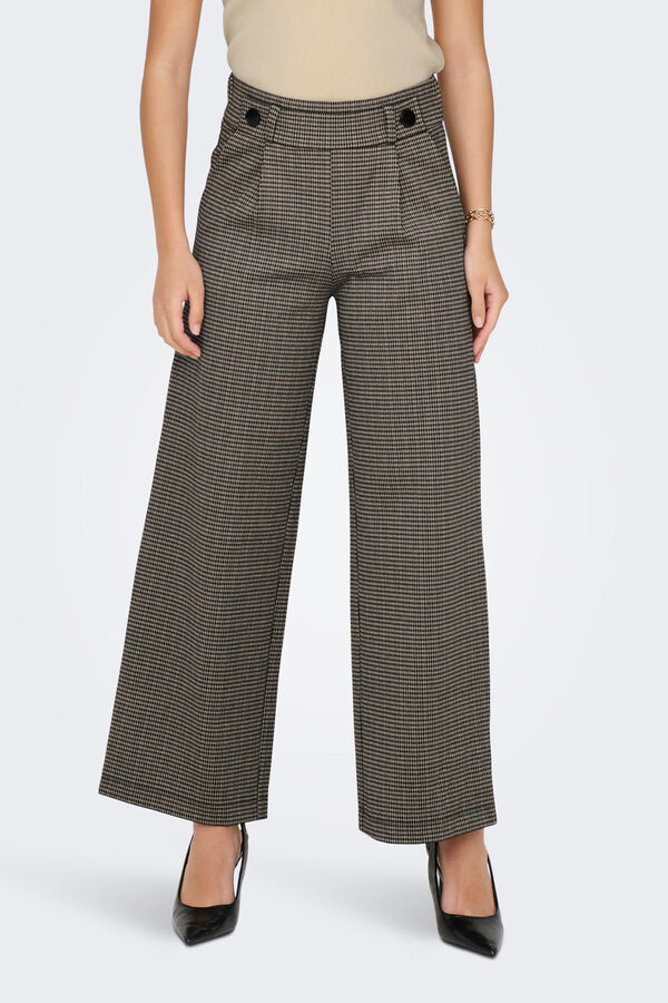 Springfield Checked wide-leg trousers brown