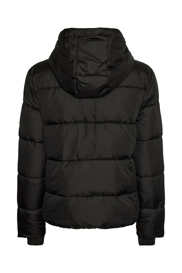 Pieces Puffer short coat with hood black