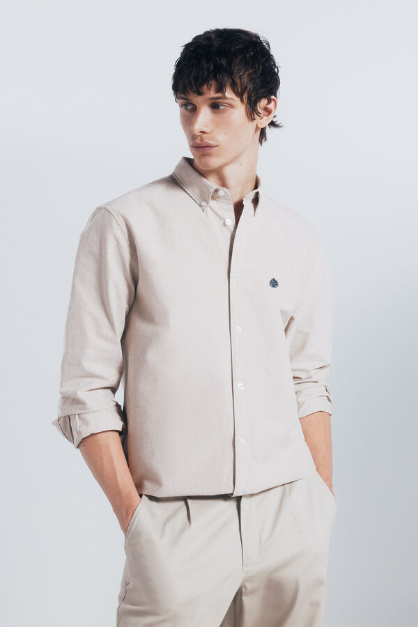 Springfield Camisa oxford beige