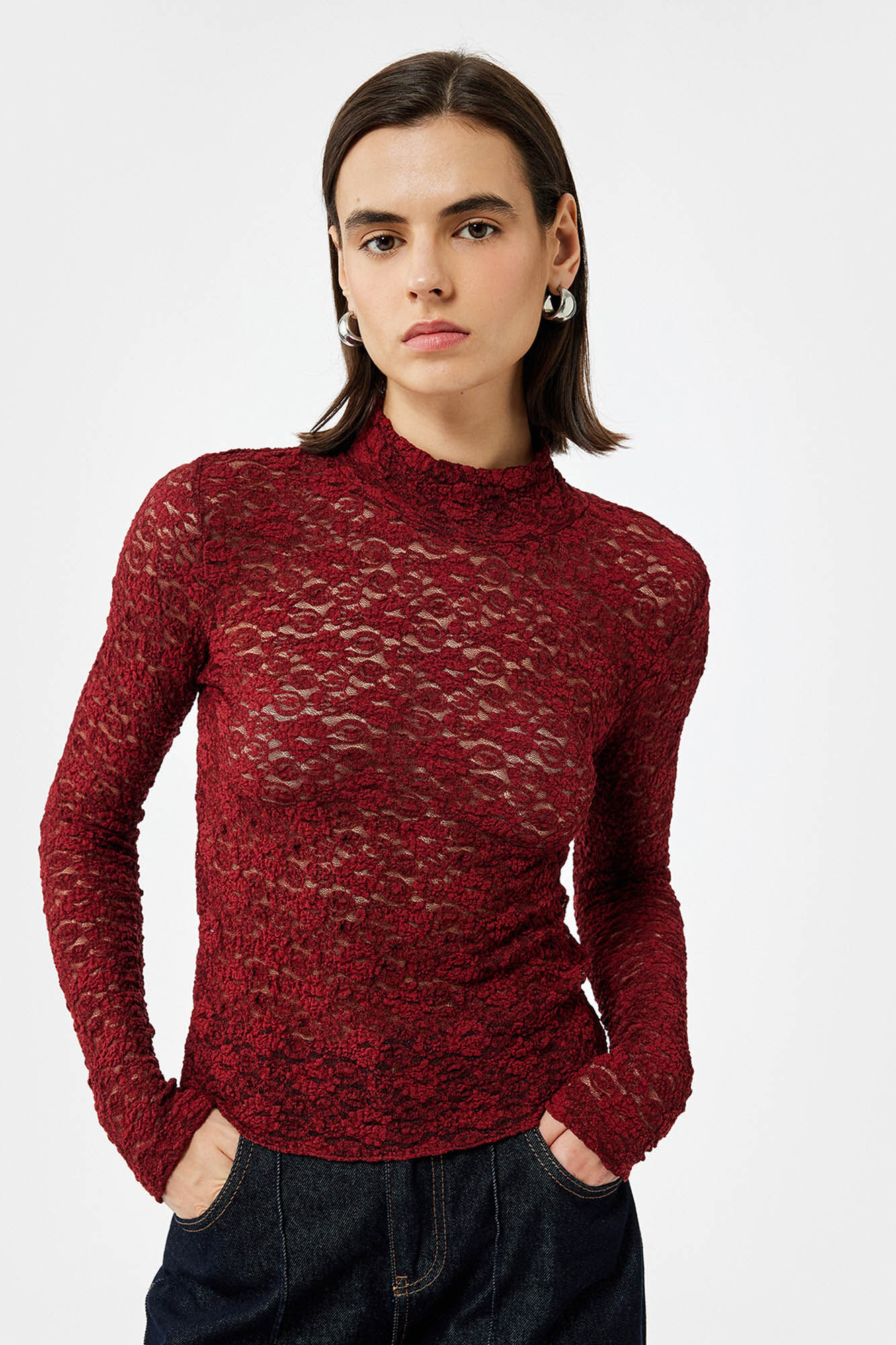 Koton Blusa de encaje texturizada