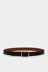 Springfield Reversible faux leather microperforated belt crna