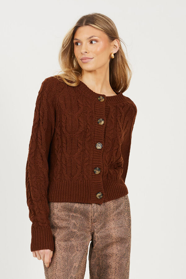 Brave Soul Cardigan de malha com oitos cru