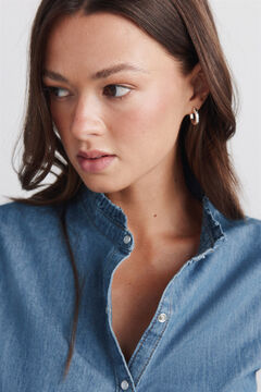 Springfield Chemise en denim &agrave; volant au col