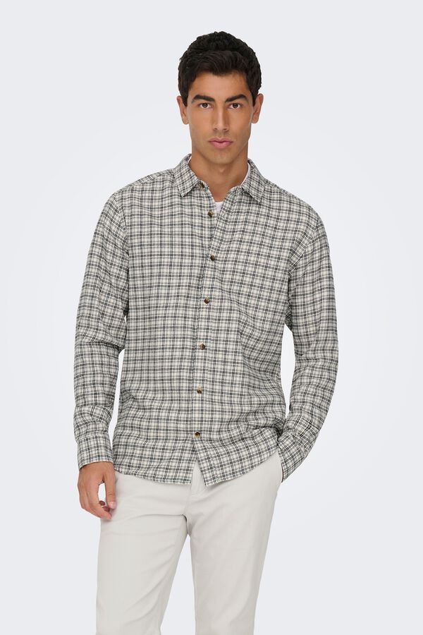 Only & Sons Camisa manga larga cuadros blanco