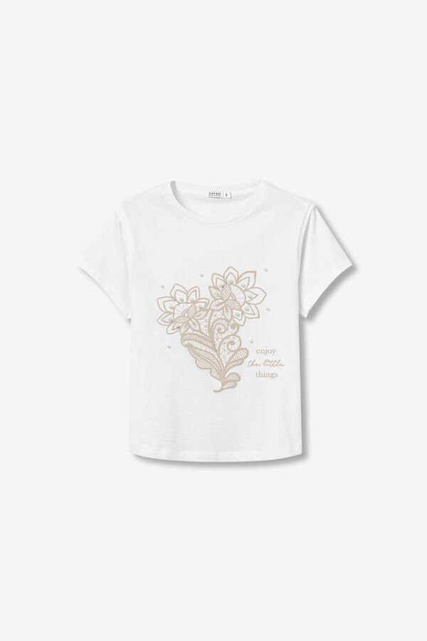 Tiffosi Floral printed T-shirt blanc