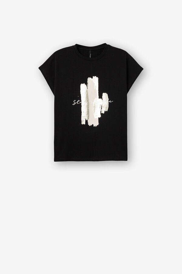 Springfield T-Shirt Print vorne mit Text schwarz